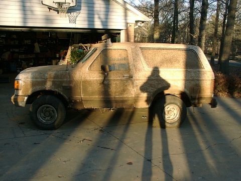 1989 Ford Bronco - Before the lift and tires and wheels. After a fourwheeling trip to the local construction area :-)