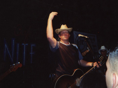 1989 Ford Bronco - Pat wearing my hat throwing his pick to the crowd