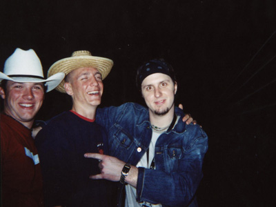 1989 Ford Bronco - Justin (the drummer) on the right, me, and some other goober who wanted to be in the picture. I dont really remember this part of the night…