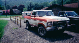 1978 Ford Bronco - This two-tone Ford F-Series pickup truck appears to be from the mid-1970s, possibly a 1975 model.