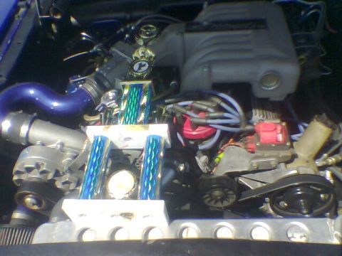1965 Ford Mustang - Engine bay details with trophies displayed.