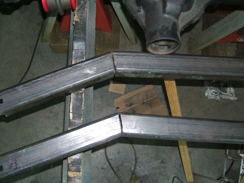 1993 Ford Bronco - Close-up view of fabricated metal frame components, likely for automotive modification.
