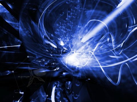 1990 Ford Bronco - An abstract image with blue light effects and geometric patterns, the text 'SUPERMOTORS'.