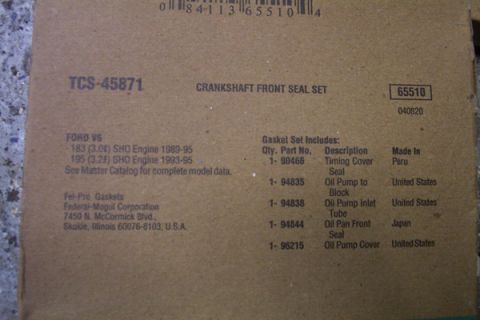 1995 Ford Taurus - Box for a crankshaft front seal set lists compatibility with Ford V6 SHO engines from 1989-95 and 1993-95.
