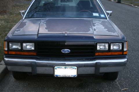 1989 Ford Crown Victoria LTD - The front of a Ford Crown Victoria shows a black grille and chrome bumper with a license plate.