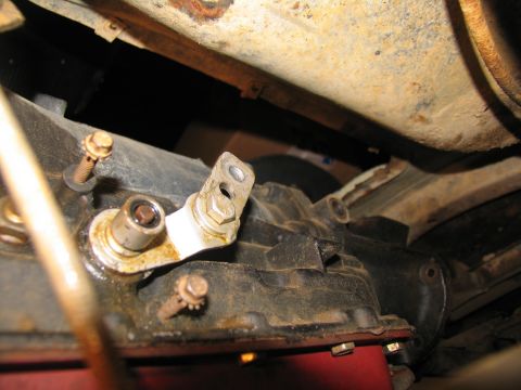 1978 Ford Bronco - Transmission linkage components are visible in this close-up view.