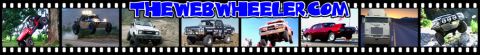 1990 Ford Bronco - Website banner reading THEWEBWHEELER.COM over a film-strip collage of off-road trucks and 4x4 vehicles.