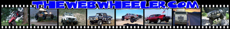 1990 Ford Bronco - Website banner reading THEWEBWHEELER.COM over a film-strip collage of rock-crawling and off-road 4x4 vehicles.
