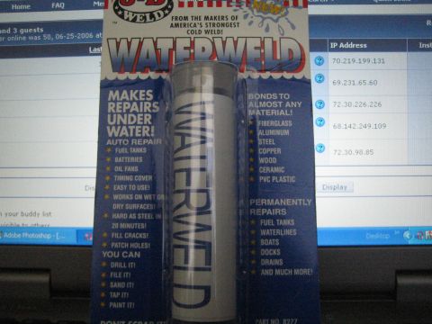 1990 Ford Bronco - photo of a WaterWeld epoxy product package, not a vehicle technical document.