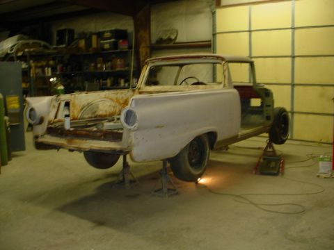 1972 Ford Ranchero - This 1957 Ford Ranchero is undergoing restoration in a workshop.