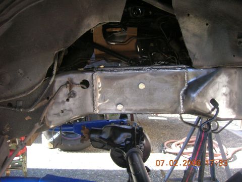 1996 Ford Bronco - The vehicle's frame shows recent welding and reinforcement work, indicating custom modifications.