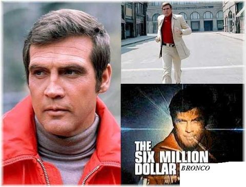 1989 Ford Bronco - Collage Lee Majors in different scenes, including a movie poster with the title 'The Six Million Dollar Bronco'.