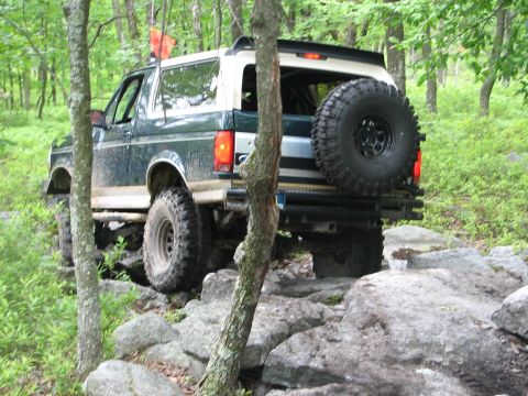 1992 Ford Bronco - This 1992 Ford Bronco navigates a rocky trail, its off-road capabilities.
