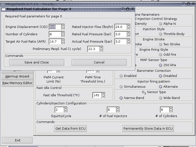 Calculation of required fuel for one injector/one cycle