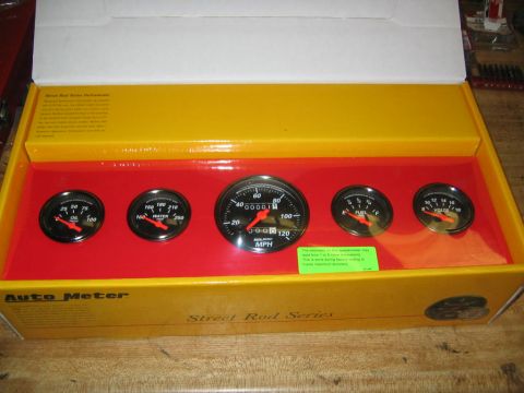 1979 Ford Bronco - Boxed Auto Meter Street Rod Series gauges including speedometer, oil, water, fuel, and voltage meters.