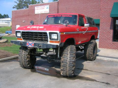 1979 Ford Bronco - This heavily modified Ford Bronco sits high on massive off-road tires, ready for any terrain.