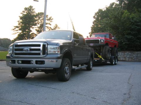 2005 Ford F-250 - Before I got the leveling kit, tires, front bar, lights.... towing my bronco to auburn...