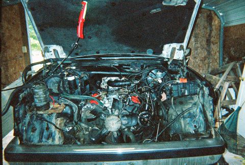 1988 Ford Bronco - Front clip removed.