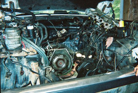 1988 Ford Bronco - The empty engine bay.