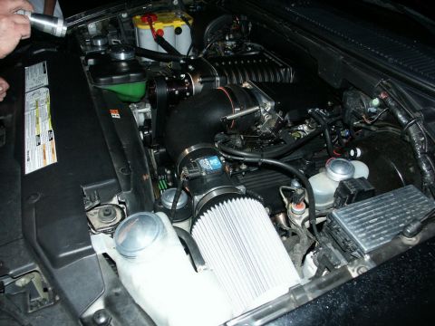 2001 Mercury Grand Marquis - Customized engine bay a supercharger and performance air intake system.
