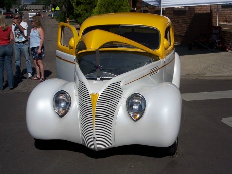 1972 Ford Ranchero - This customized 1939 Ford Coupe features a two-tone yellow and white paint scheme with custom accents.