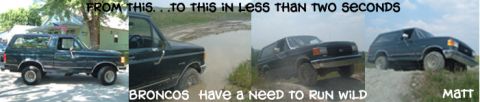 1988 Ford Bronco - This collage shows a Ford Bronco in various off-road conditions, illustrating its capability.