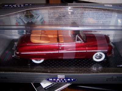 1972 Ford Ranchero - Diecast model of a 1949 Mercury convertible in a display box with text.