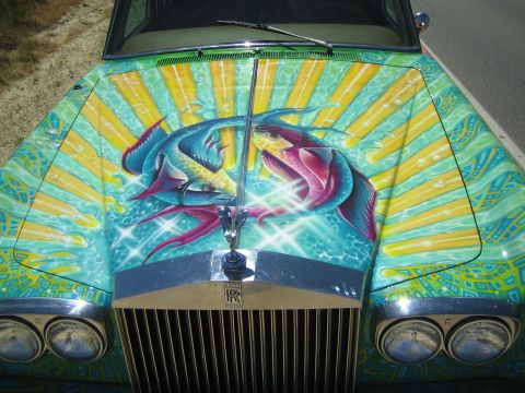 1968 Ford Mustang - This car features a unique airbrushed mural of fish and aquatic elements on its hood.