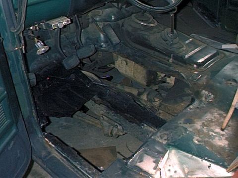 1979 Ford Bronco - Driver's Side - Floor area cut out ready for welding.