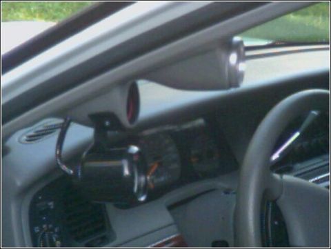 1997 Mercury Grand Marquis - Side view of guage pods and tach. Everything turned out great. Only thing is I have to drill another hole in the firewall and move the temp…