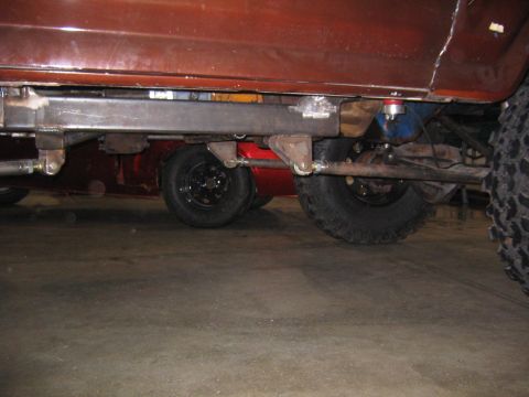 1982 Ford Bronco - This photo shows the undercarriage of a vehicle, highlighting its suspension and frame modifications.