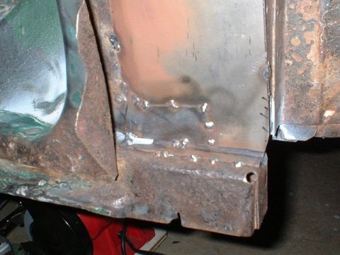 1979 Ford Bronco - Closeup of B-Pillar repair.