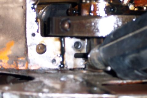 1978 Ford Bronco - Close-up view of internal engine components, possibly during a repair or modification.