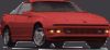 1991 Ford Probe - A red two-door sports coupe with pop-up headlamps shown from a low front three-quarter angle, its hood and steeply raked windshield catchin…