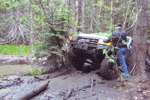 1996 Ford Bronco - Joey trying to thread a needle. (6/9/2006)