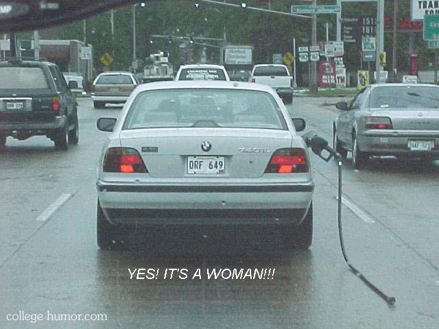 Woman with gas hose