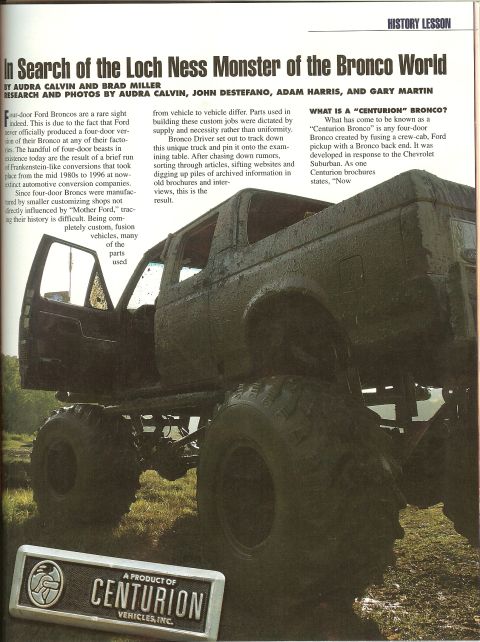 1993 Ford C-350 (Centurion Conversions) - This four-door Bronco is a custom conversion, likely from the 1990s, built by Centurion Vehicles.