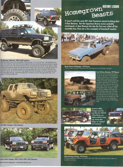 1993 Ford C-350 (Centurion Conversions) - Two Ford Broncos, a 1995 C-150 and a 1995 C-350 Centurion, are parked together.
