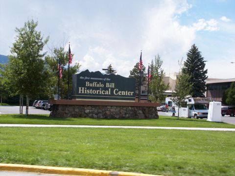2001 Mercury Grand Marquis - The Buffalo Bill Historical Center sign stands prominently with several vehicles parked in the background.