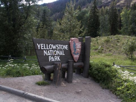 2001 Mercury Grand Marquis - Entrance sign for Yellowstone National Park, a scenic location.