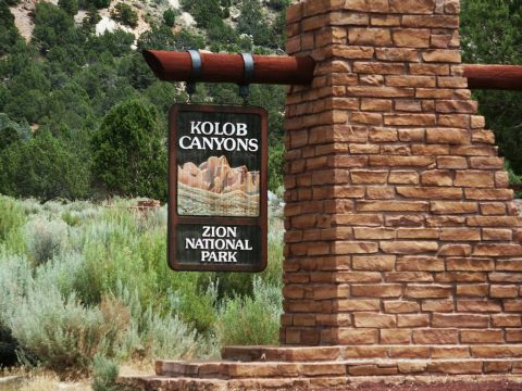 2001 Mercury Grand Marquis - Signage for Kolob Canyons within Zion National Park.