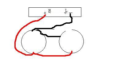 1991 Ford Bronco - Speaker wiring diagram with color-coded positive and negative leads from R/L terminals to two speakers.