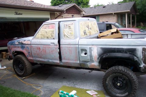 1987 Ford Ranger - Lots and lots of body work. Plus a new fender installed.
