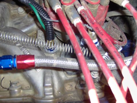1978 Ford Bronco - Engine bay detail with spark plug wires and a braided fuel line visible.