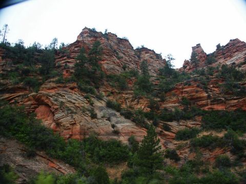 2001 Mercury Grand Marquis - View of a mountainside during a cross-country trip, showing natural geological formations.