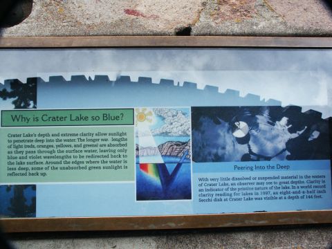 2001 Mercury Grand Marquis - This sign explains why Crater Lake is so blue and discusses its depth and clarity.