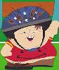 1988 Ford Bronco - A cartoon character is depicted wearing a helmet and a red shirt, with one arm raised in a waving gesture.