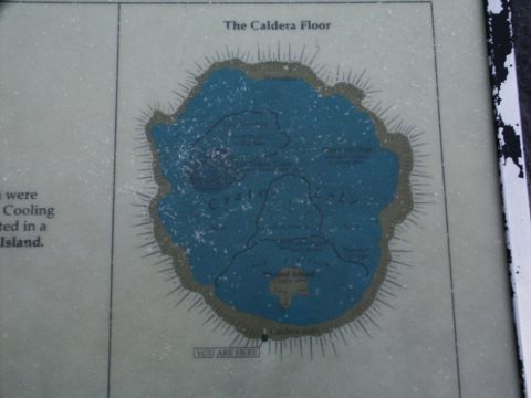 2001 Mercury Grand Marquis - A map displays Crater Lake and surrounding landforms, with informational text on the left side.