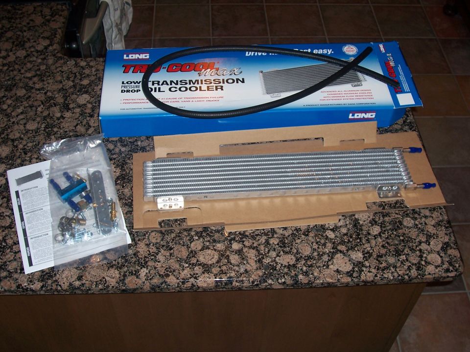 Transmission oil cooler with hoses and hardware