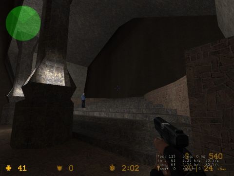 1969 Ford Mustang - This is a screenshot from a video game, showing a player's perspective in a dark, stone-built environment.